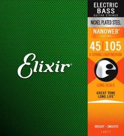 Elixir Nanoweb Nickel Plated Steel Electric Bass Strings 45-105