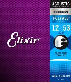 Accessories Elixir Polyweb 80/20 Bronze Light Acoustic Guitar Strings 12-53