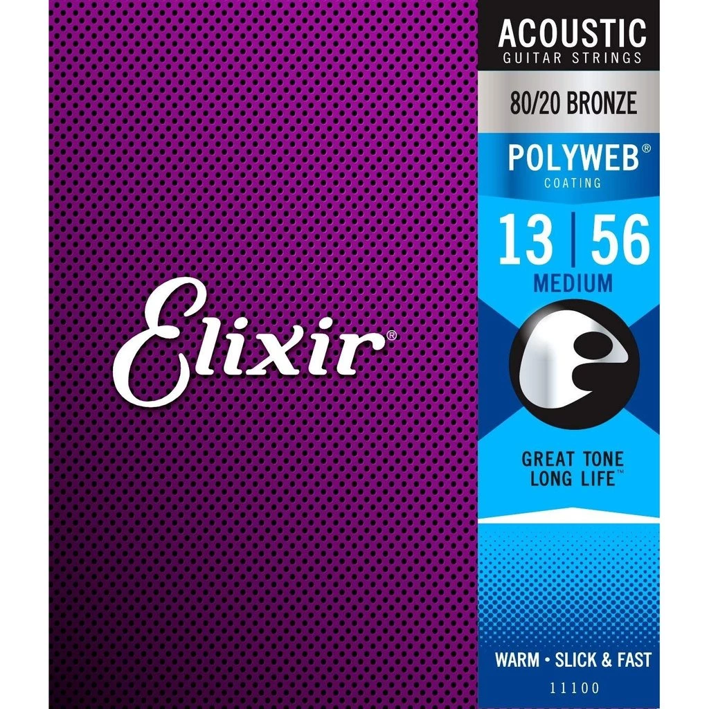 Elixir Polyweb 80/20 Bronze Medium Acoustic Guitar Strings 13-56 Accessories 1 Elixir Polyweb 80/20 Bronze Medium Acoustic Guitar Strings 13-56 Accessories