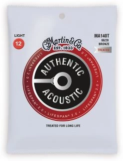 Martin MA140T Authentic Acoustic Lifespan Light 80/20 Bronze Acoustic Guitar Strings Accessories