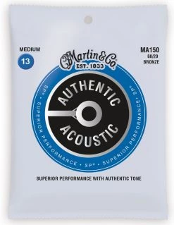 Martin MA150 Authentic Acoustic SP 80/20 Bronze Medium Acoustic Guitar Strings Accessories