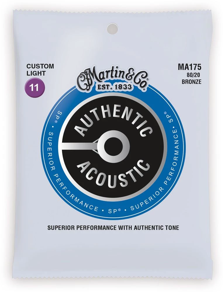 Accessories Martin MA175 Authentic Acoustic SP Custom Light 80/20 Bronze Acoustic Guitar Strings 1 Accessories Martin MA175 Authentic Acoustic SP Custom Light 80/20 Bronze Acoustic Guitar Strings