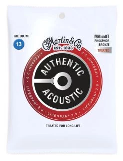 Martin MA550T Authentic Acoustic Lifespan Medium Phosphor Bronze Acoustic Guitar Strings