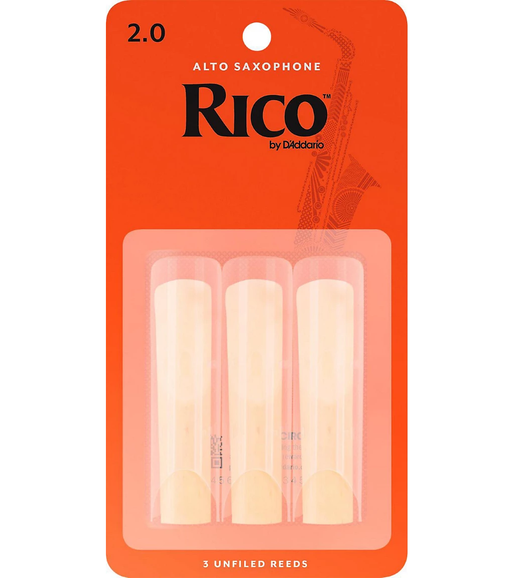 Rico Alto Saxophone Reeds 3-Pack - 2.0 Accessories 1 Rico Alto Saxophone Reeds 3-Pack - 2.0 Accessories