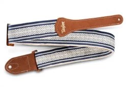 Taylor 2" Academy Jacquard Leather Guitar Strap White Blue