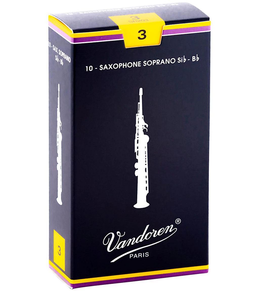 Accessories Vandoren Traditional Soprano Saxophone Reeds Box Of 10 - 3.0 1 Accessories Vandoren Traditional Soprano Saxophone Reeds Box Of 10 - 3.0