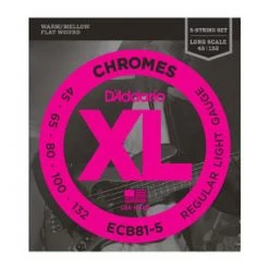 D'Addario ECB81-5 Chromes Regular Light Bass Strings 45-132