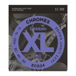 D'Addario ECG24 Chromes Jazz Light Flat Wound Electric Guitar Strings 11-50