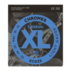 Accessories D'Addario ECG25 Chromes Light Flat Wound Guitar Strings 12-52
