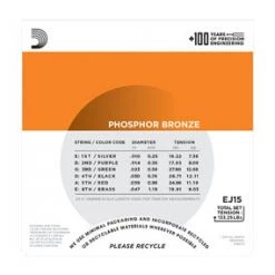 D'Addario EJ15 Phosphor Bronze Extra Light Acoustic Guitar Strings 10-47 Accessories