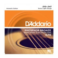 D'Addario EJ15 Phosphor Bronze Extra Light Acoustic Guitar Strings 10-47 Accessories