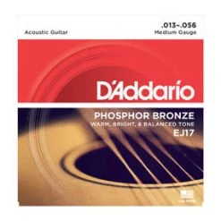 D'Addario EJ17 Phosphor Bronze Medium Acoustic Guitar Strings 13-56 Accessories