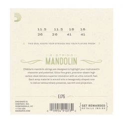 D'Addario EJ75 Phosphor Bronze Medium/Heavy Mandolin Strings 11.5-41 Accessories