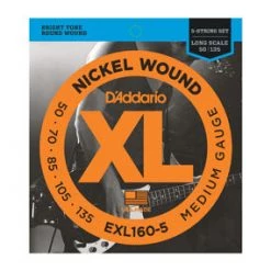 Accessories D'Addario EXL160-5 Nickel Wound Medium Long Scale 5-String Bass Strings 50-135