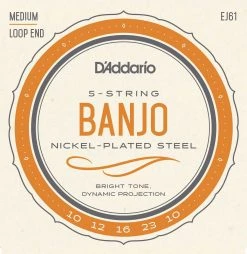 D'Addario EJ61 Nickel Medium 5-String Banjo Strings 10-23 Accessories