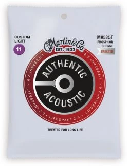 MARTIN MA535T AUTHENTIC ACOUSTIC LIFESPAN Custom Light PHOSPHOR BRONZE ACOUSTIC GUITAR STRINGS